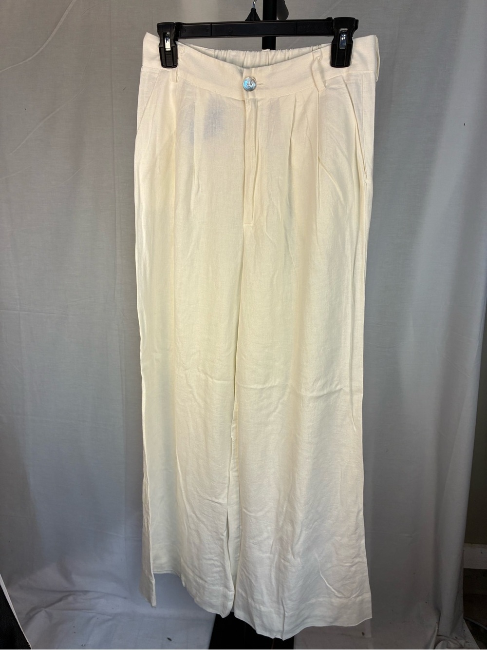 Show Me Your Mumu White Linen Wide Leg Trousers M